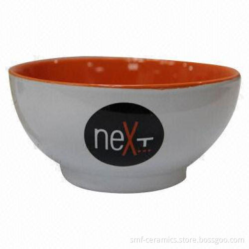 Orange Glazed Salad Bowl, Food Safe, Promotional Bowl Set, 6-inch Stoneware Bowl